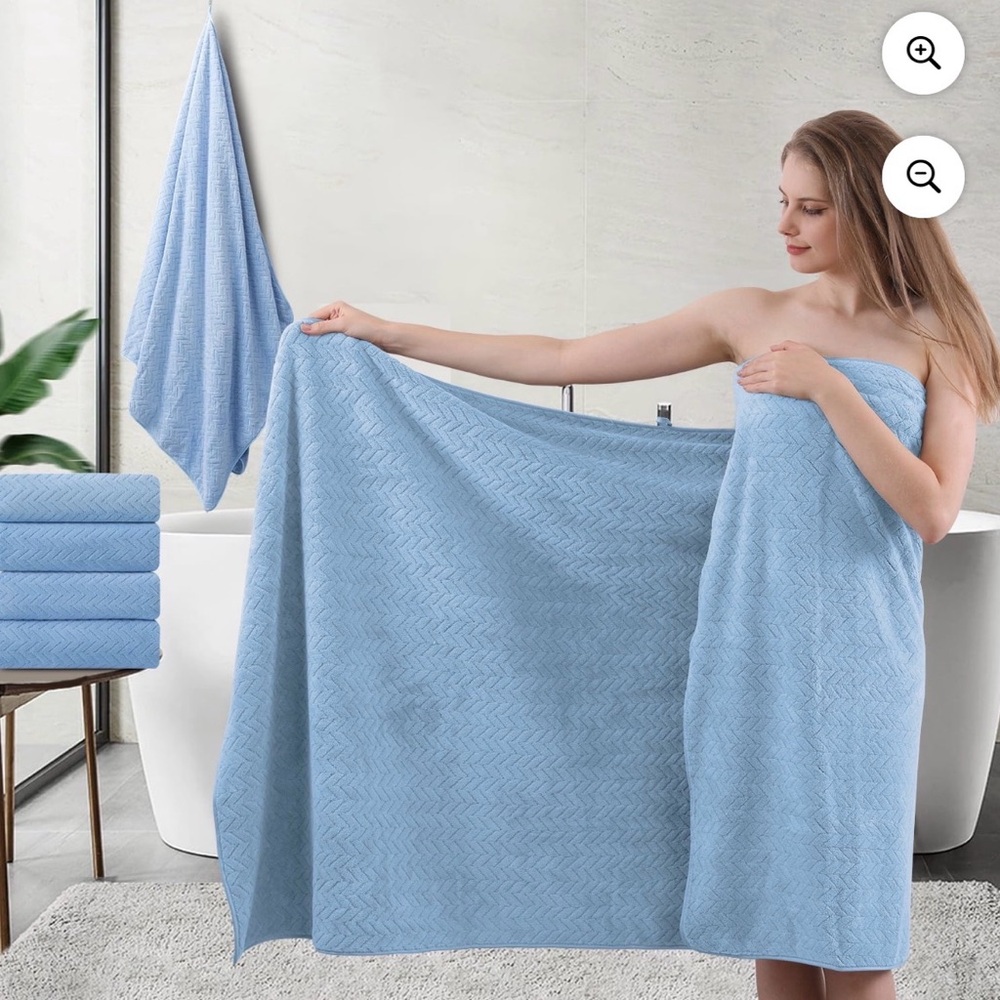 8 Piece Bath Towel Set | 2 Large Bath Towels Sheet, 2 Hand Towels & 4 Washcloths - Picture 4 of 10